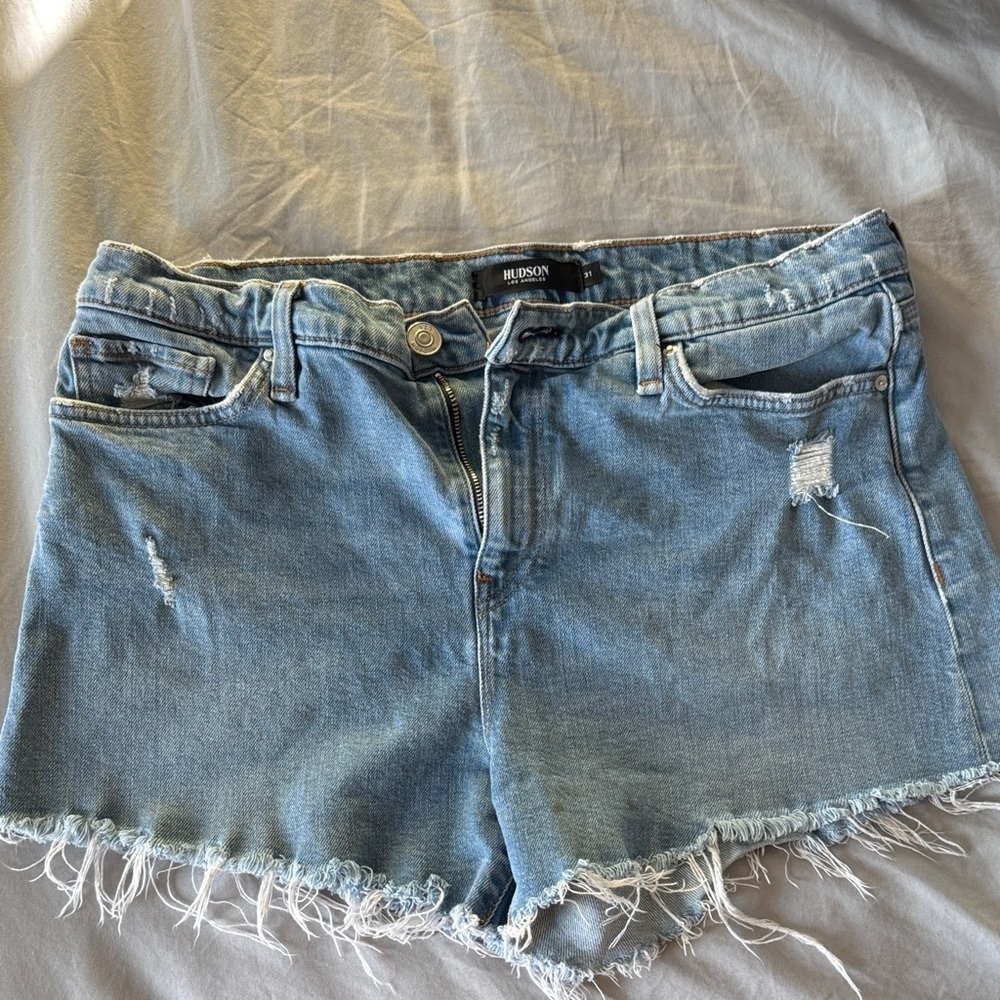 Hudson Jeans Women's Distressed Light Blue Shorts